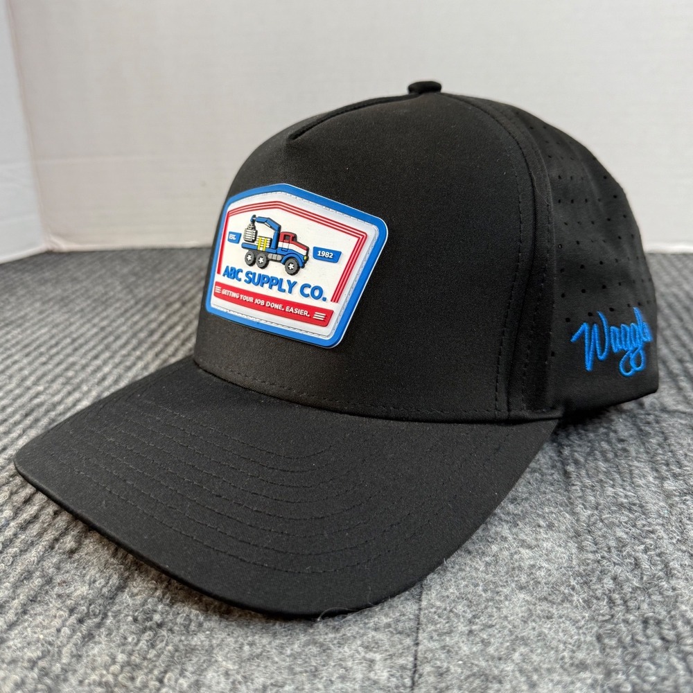 Waggle Golf ABC Supply Co Job Done Snapback Hat Black Perforated Performance Cap
